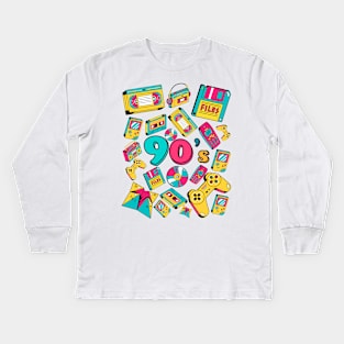 Best of 90's, cool 90's, nostalgia 90's, vintage memories, vintage stuff, 90's era, cool retro stuff Kids Long Sleeve T-Shirt